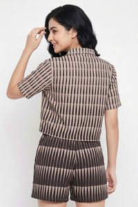 Zivame Woven Loungewear Short Set - Wood Ash — thumbnail 2